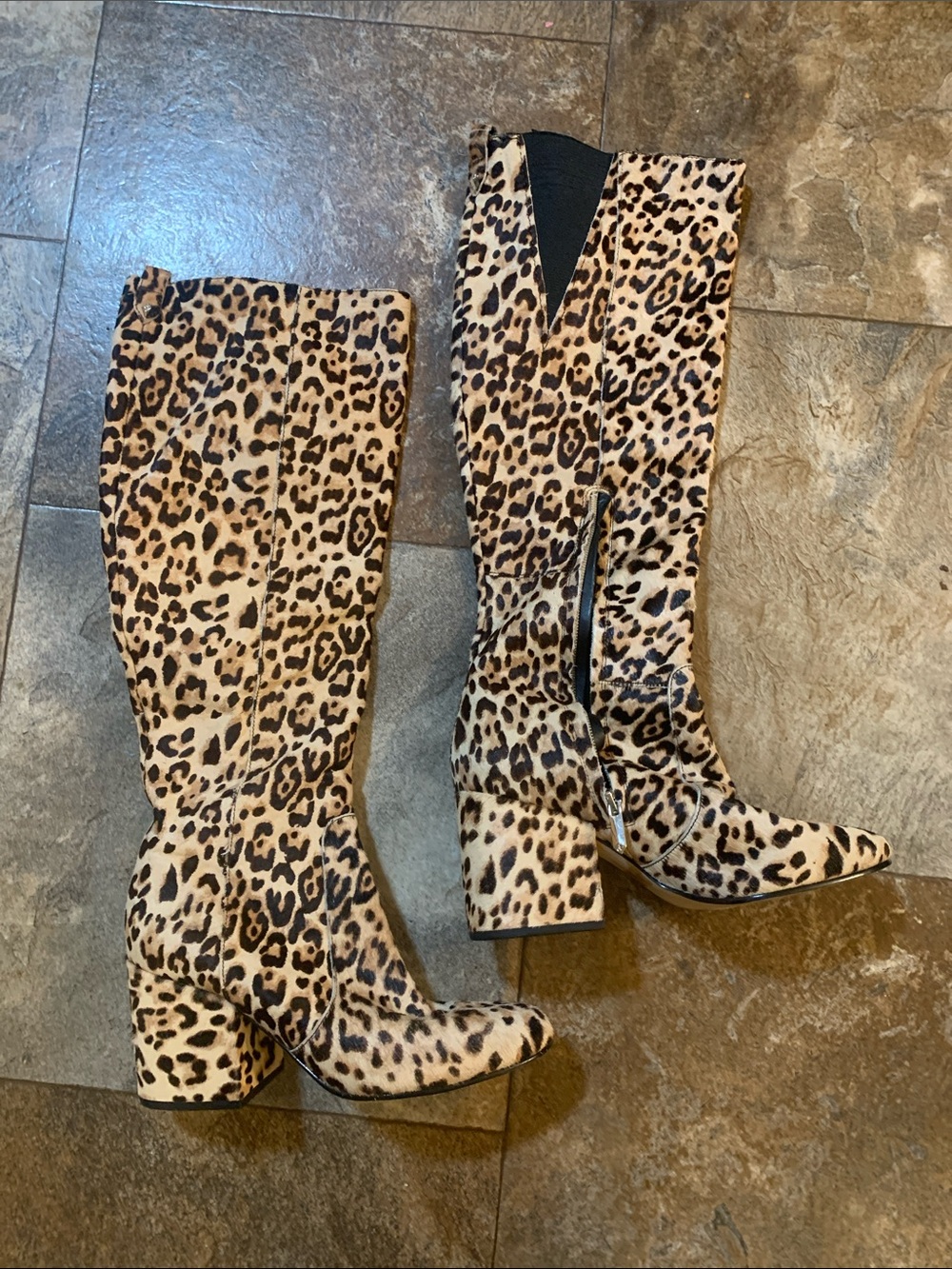 Sam Edelman Leopard-Print Over-the-Knee Block Heel Boots - Tan & Black